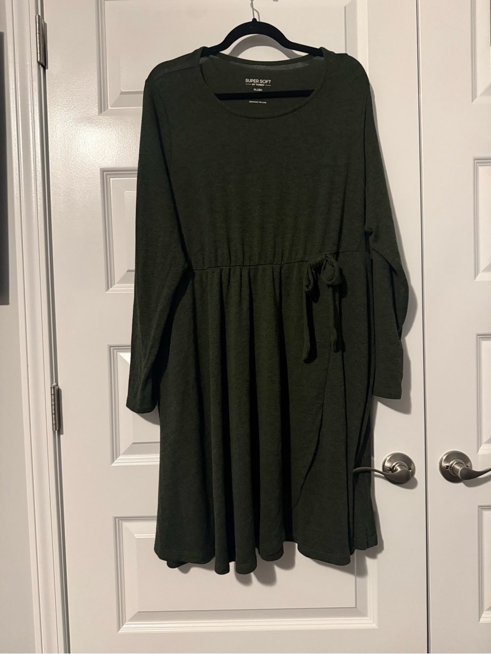 torrid Olive Green Long Sleeve Tie-Waist Skater Dress